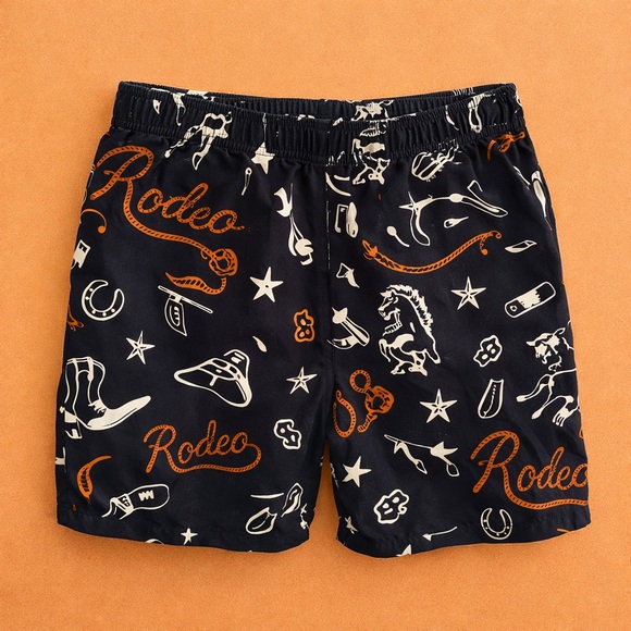 Negative Space Rodeo Print Flat Front Shorts Size L - Picture 2 of 3